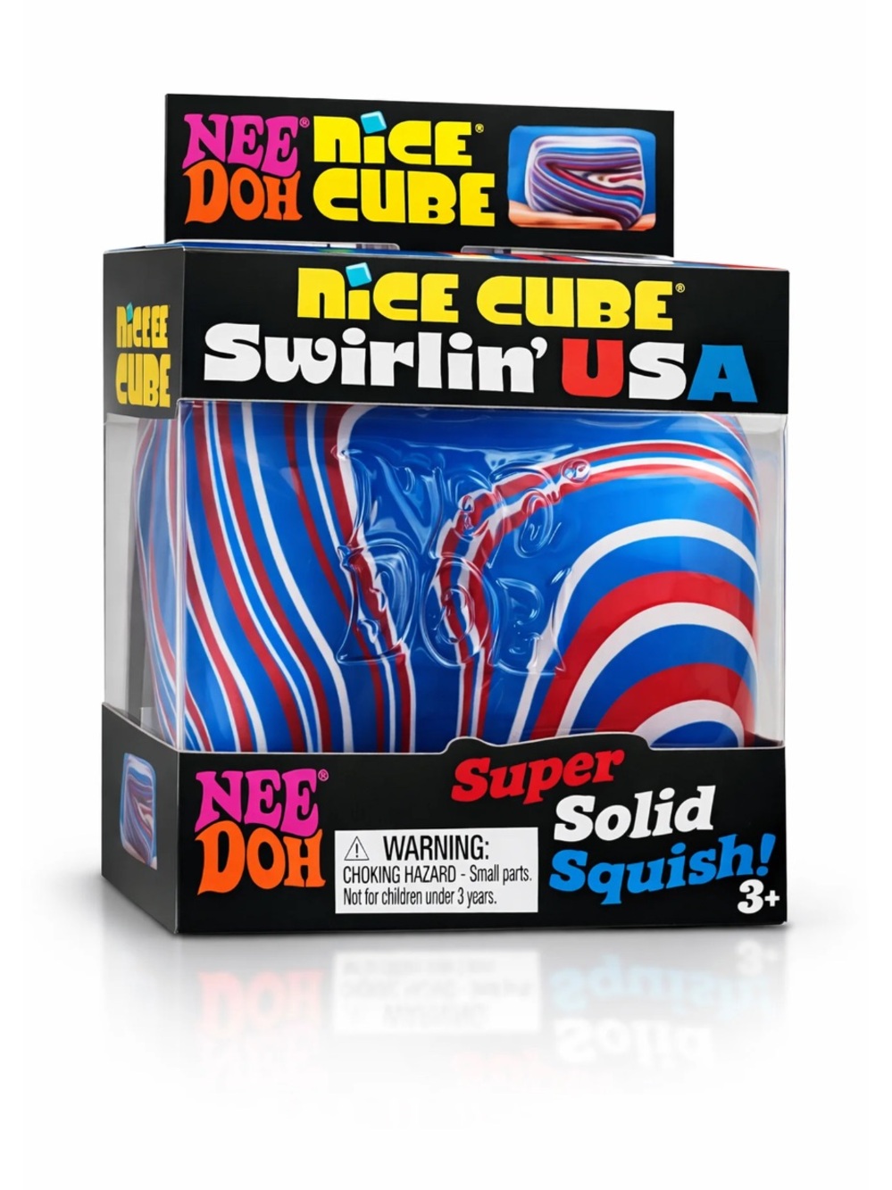 NeeDoh Nice Cube Swirlin' USA Solid Squish - Red, White & Blue